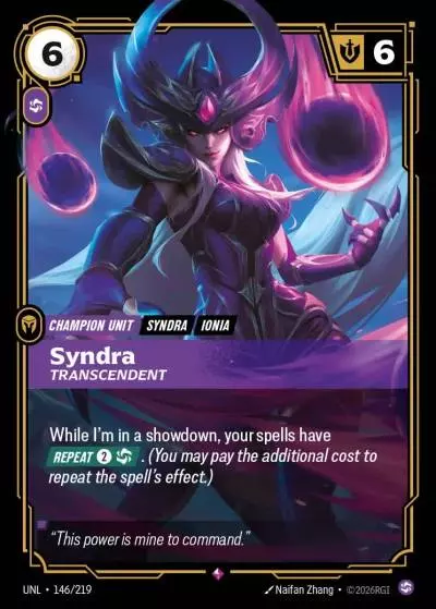 Syndra, Transcendent - UNL-146 - Unleashed - Riftbound card