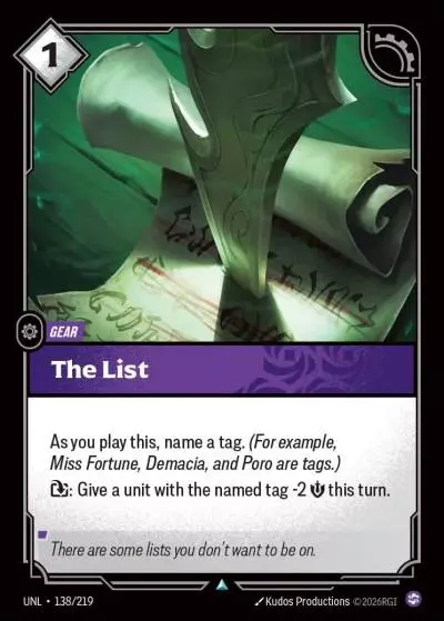 The List - UNL-138 - Unleashed - Riftbound card