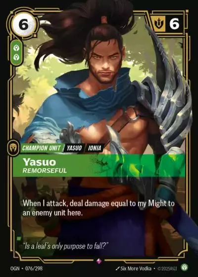 Yasuo Remorseful - OGN-076 - Origins - Riftbound card