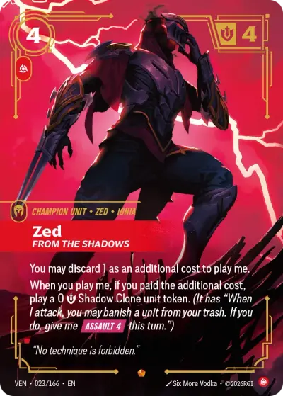 Zed From The Shadows VEN-023 Vendetta Riftbound card