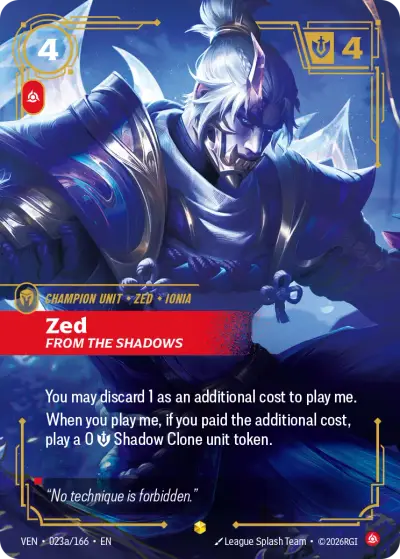 Zed From The Shadows VEN-023a Vendetta Riftbound card