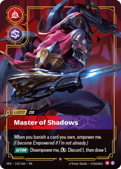 Zed Master Of Shadows VEN-143 Vendetta Riftbound card