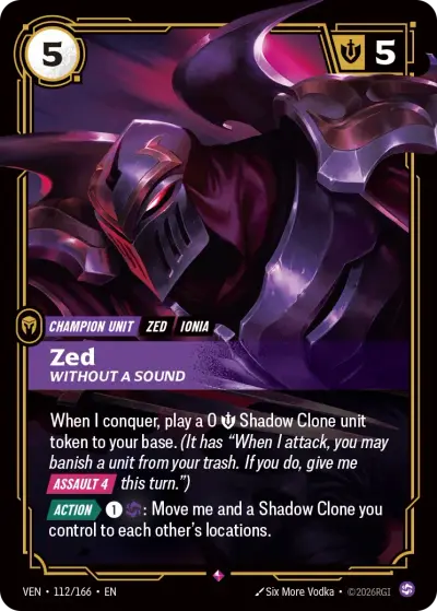 Zed Without A Sound VEN-112 Vendetta Riftbound card